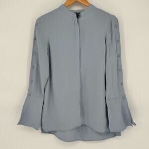 Lafayette 148 New York Silk Soft Blue Blouse Sz S Old Money Capsule Wardrobe